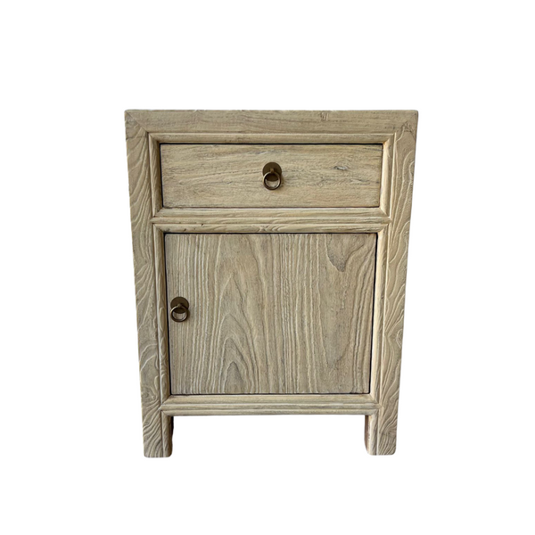 Cove Elm Bedside with Cupboard in Natural