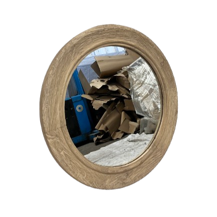 Cove Elm Floor Mirror Round (80cm)