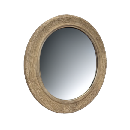 Cove Elm Floor Mirror Round (80cm)