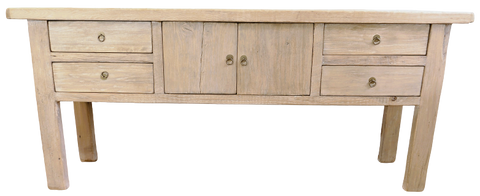 Elm Hall Table with Four Drawers