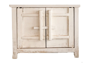 Rustic Elm Cabinet with Two Doors in white